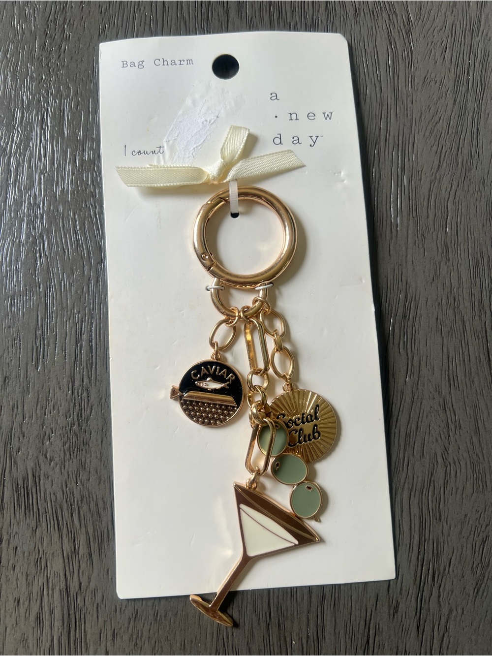 A New Day Martini, Caviar, & Social Club Keychain/Bag Charm